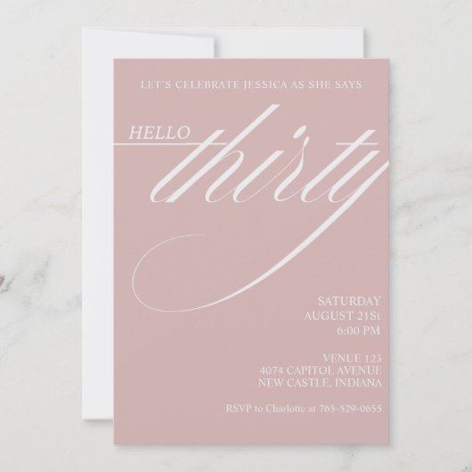 Invitation Simple Modern 30th Birthday (Devant)