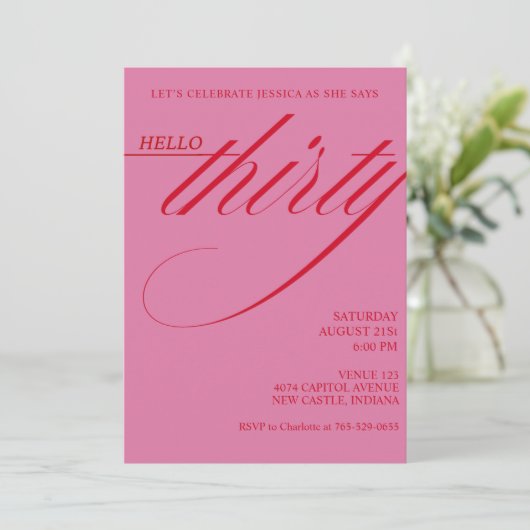 Invitation Simple Modern 30th Birthday (Debout devant)