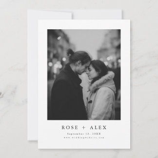 Invitation Simple Modern Black and White Photo Wedding
