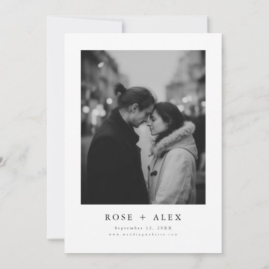 Invitation Simple Modern Black and White Photo Wedding (Dos)