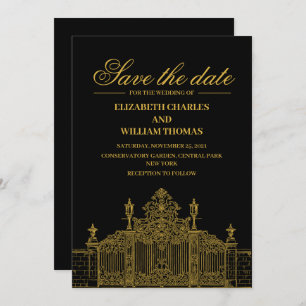 Invitation Simple Modern Black & Gold Enregistrer La Date