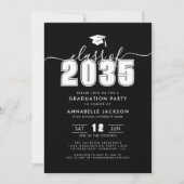 Invitation Simple Modern Black Graduation Party (Devant)