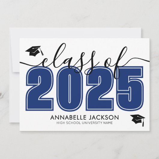 Invitation Simple Modern Blue Graduation Party (Devant)