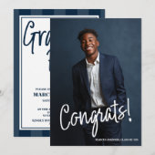 Invitation Simple Modern Blue Photo 2026 Graduation Party (Devant / Derrière)