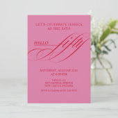 Invitation Simple Modern Caligraphy Fifty 50th Birthday Party (Debout devant)