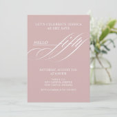 Invitation Simple Modern Caligraphy Fifty 50th Birthday Party (Debout devant)