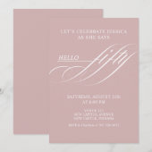 Invitation Simple Modern Caligraphy Fifty 50th Birthday Party (Devant / Derrière)