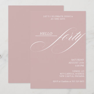 Invitation Simple Modern Caligraphy Forty 40th Birthday Party