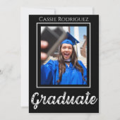 Invitation Simple Modern Calligraphy Photo Graduation Black (Devant)