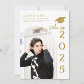 Invitation Simple Modern Calligraphy Photo Graduation Invitat (Devant)