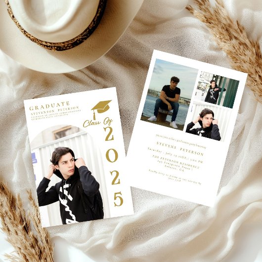 Invitation Simple Modern Calligraphy Photo Graduation Invitat