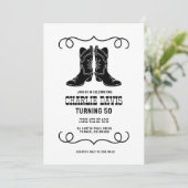 Invitation Simple Modern Cowboy Boots Men's Birthday Party (Debout devant)