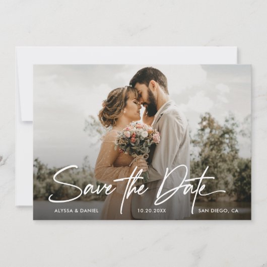 Invitation Simple Modern Custom photo mariage enregistrer la  (Devant)