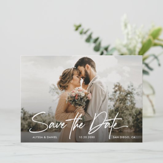 Invitation Simple Modern Custom photo mariage enregistrer la  (Debout devant)