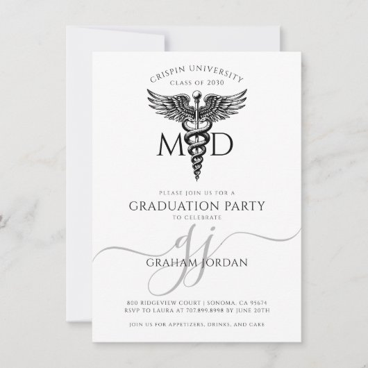 Invitation Simple Modern Doctor Graduation Party  (Devant)
