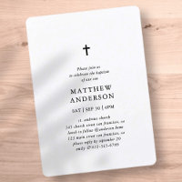 Simple Modern Elegant Cross Baby Boy Baptism