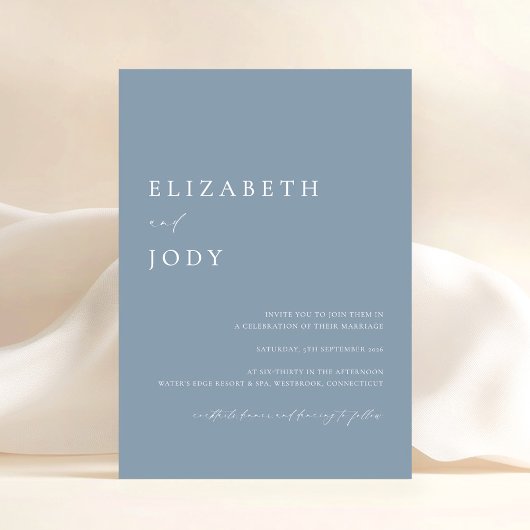 Invitation Simple Modern Elegant Dusty Blue Wedding