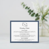 Invitation Simple Modern Elegant Marine Blue Détails Mariage (Debout devant)