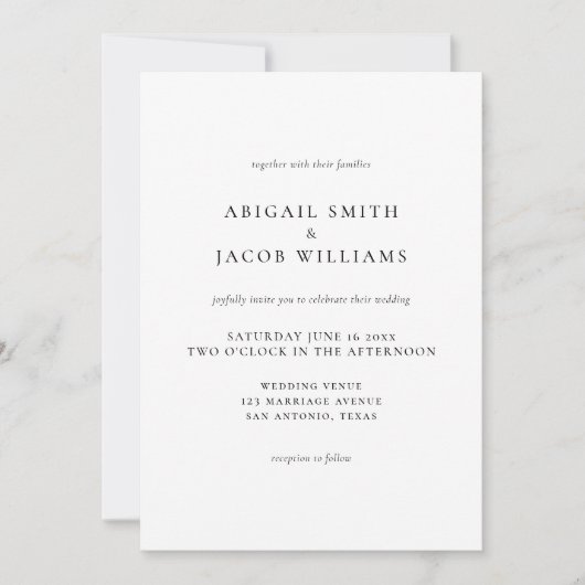 Invitation Simple Modern Elegant Wedding (Devant)