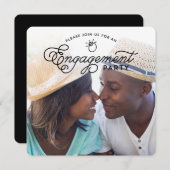 Invitation Simple Modern Engagement Party Carré photo complet (Devant / Derrière)
