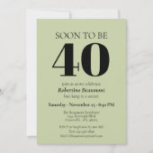 Invitation Simple Modern Green Surprise 40th Birthday Party (Devant)