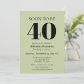 Invitation Simple Modern Green Surprise 40th Birthday Party (Debout devant)
