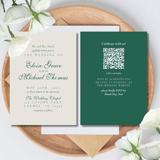 Invitation Simple Modern Minimalist Sage Green Wedding