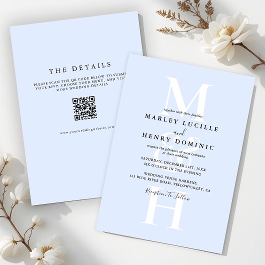 Invitation Simple Modern Monogram All In One Wedding
