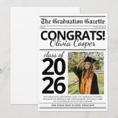 Invitation Simple Modern Newspaper Graduation Announcement (Devant / Derrière)