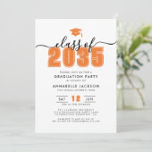 Invitation Simple Modern Orange Graduation Party (Debout devant)