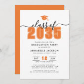 Invitation Simple Modern Orange Graduation Party (Devant / Derrière)