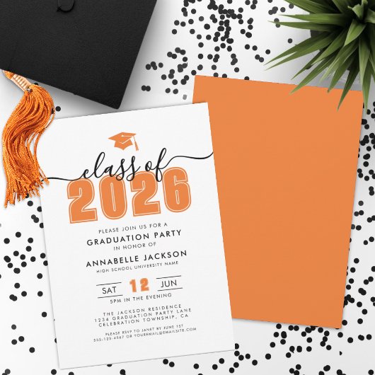 Invitation Simple Modern Orange Graduation Party