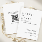 Invitation Simple Modern QR Code Minimalist Wedding