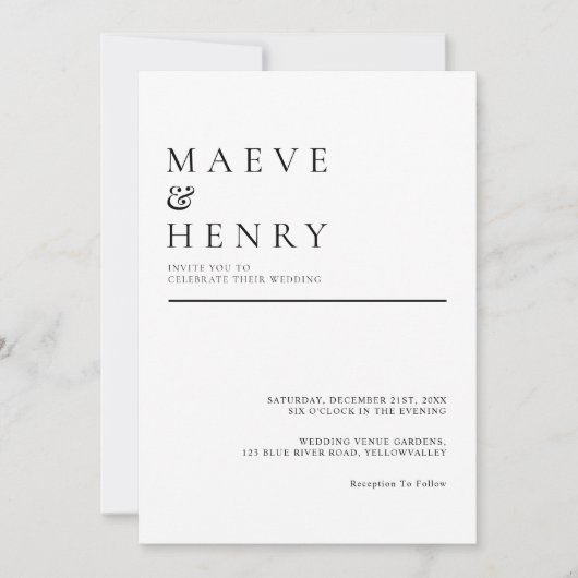 Invitation Simple Modern QR Code Minimalist Wedding (Devant)
