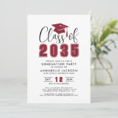 Invitation Simple Modern Red Graduation Party (Debout devant)
