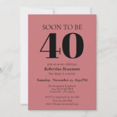 Invitation Simple Modern Red Surprise 40th Birthday Party (Devant)