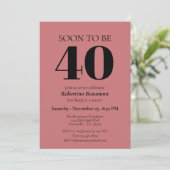 Invitation Simple Modern Red Surprise 40th Birthday Party (Debout devant)