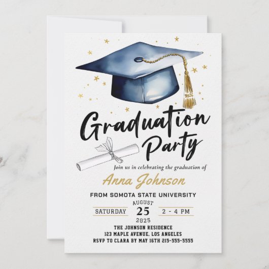 Invitation Simple Modern Script Class of '26 Graduation Party (Devant)