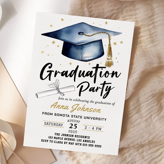 Invitation Simple Modern Script Class of '26 Graduation Party