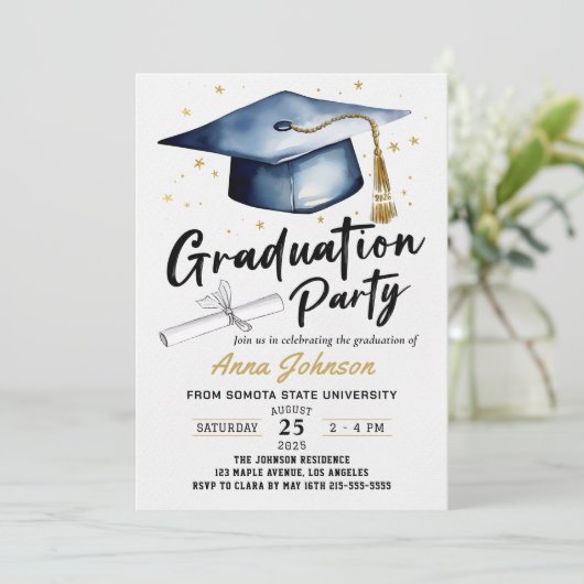 Invitation Simple Modern Script Class of '26 Graduation Party (Debout devant)