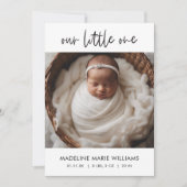 Invitation Simple Modern Script Copy Photo Birth Announcement (Devant)