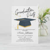 Invitation Simple Modern Script Grad Photo Graduation Party (Debout devant)