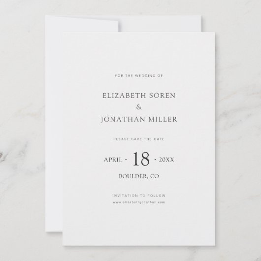 Invitation Simple Modern Two Photo Wedding Enregistrer la dat (Dos)