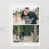 Invitation Simple Modern Two Photo Wedding Enregistrer la dat (Devant / Derrière)