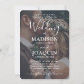 Invitation Simple moderne 2 photo et blanc Mariage superposé (Devant)