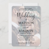 Invitation Simple moderne 2 photo et noir de texte superposé  (Devant)