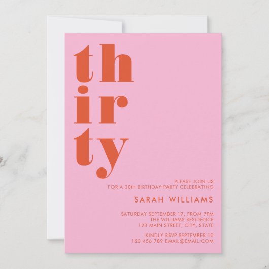 Invitation Simple moderne 30e anniversaire (Devant)