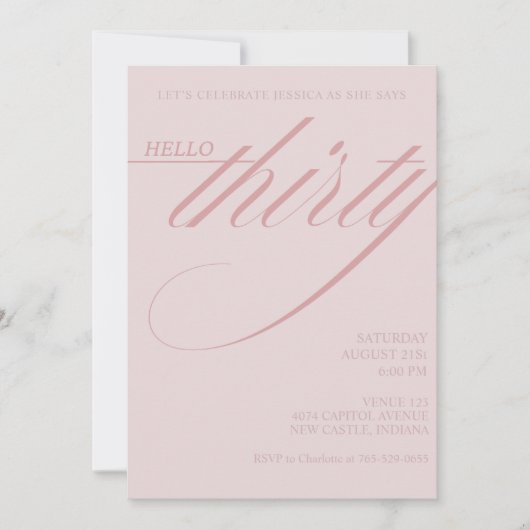 Invitation Simple Moderne 30e Anniversaire (Devant)