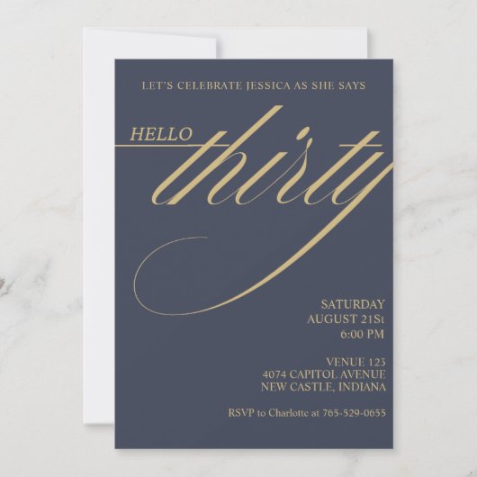 Invitation Simple Moderne 30e Anniversaire (Devant)