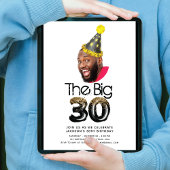 Invitation Simple moderne 30e anniversaire Photo Black Gold